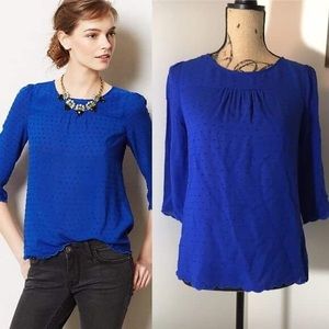 Blue Dotted Swiss Blouse